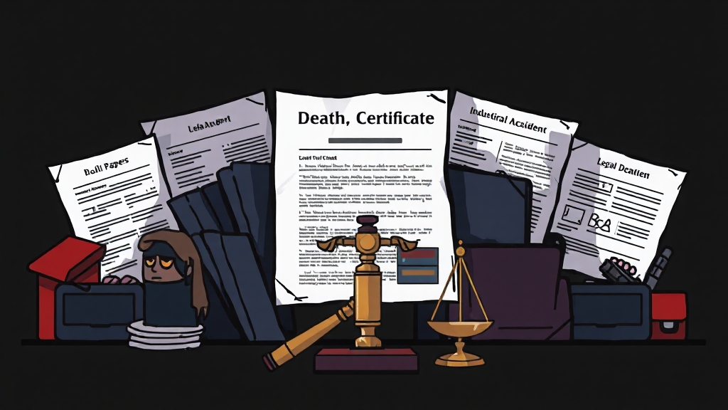 외국인 근로자 사망 시 절차 (cartoon 스타일)