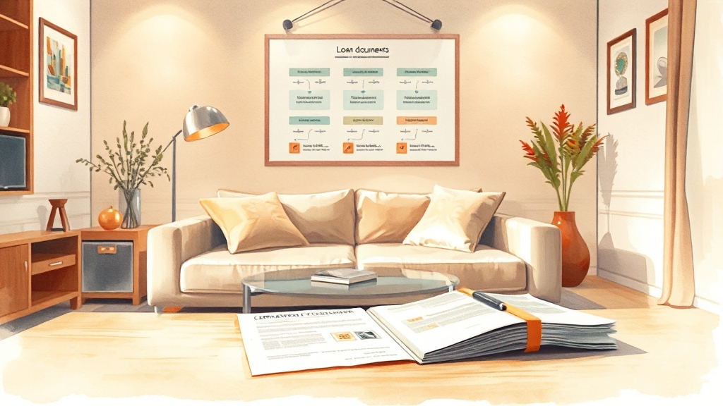 대출 신청 절차 및 필요 서류 (watercolor 스타일)