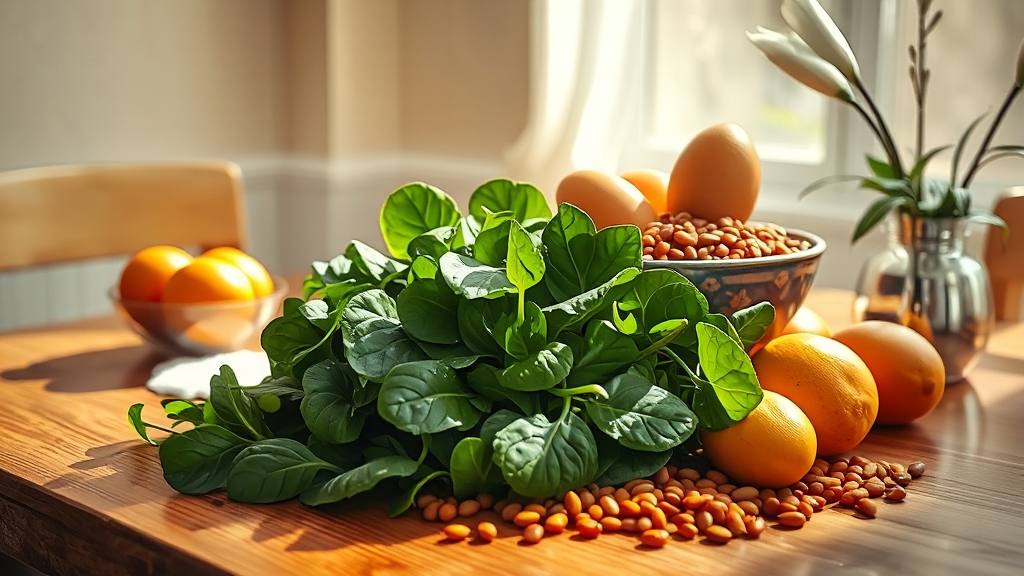 엽산 풍부한 음식 10가지 (realistic 스타일)