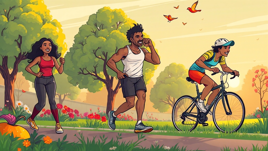 운동 가이드: 유산소 vs 근력 (cartoon 스타일)