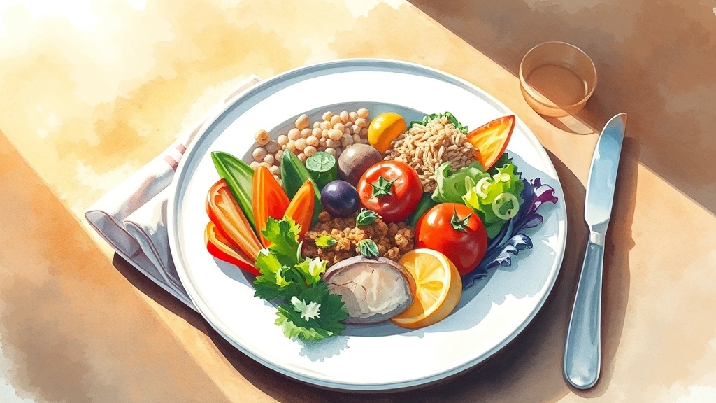 건강한 식단 구성 전략 (watercolor 스타일)