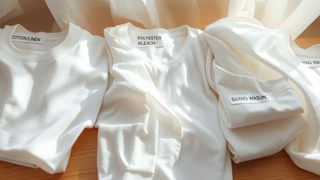 소재별 흰옷 관리 & 주의사항 (realistic 스타일)