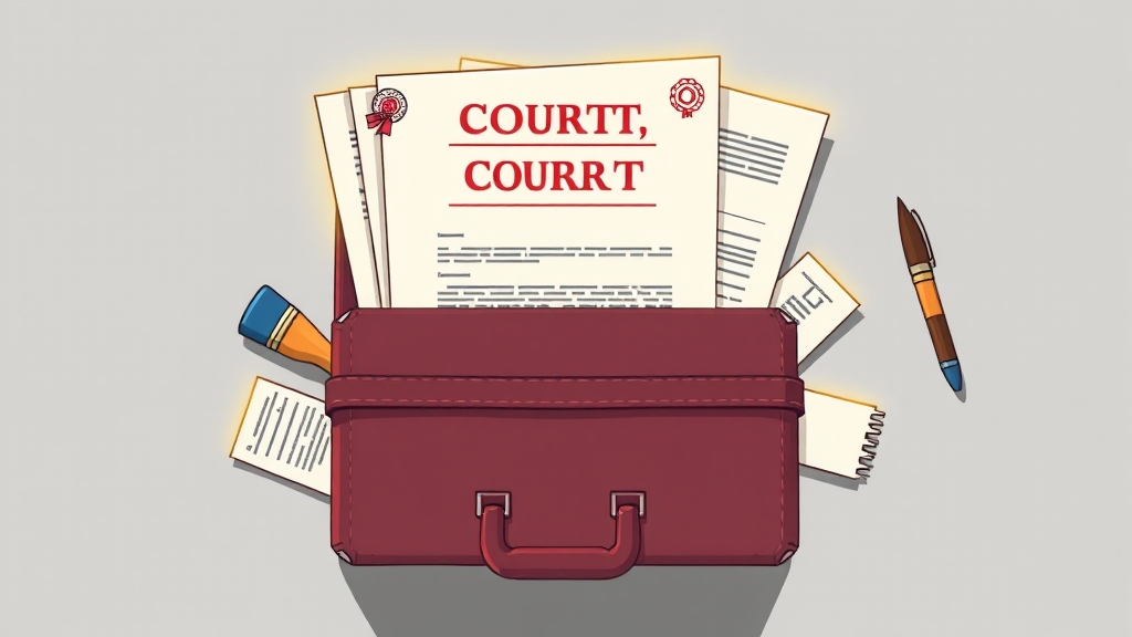 소장 작성 및 제출 (cartoon 스타일)