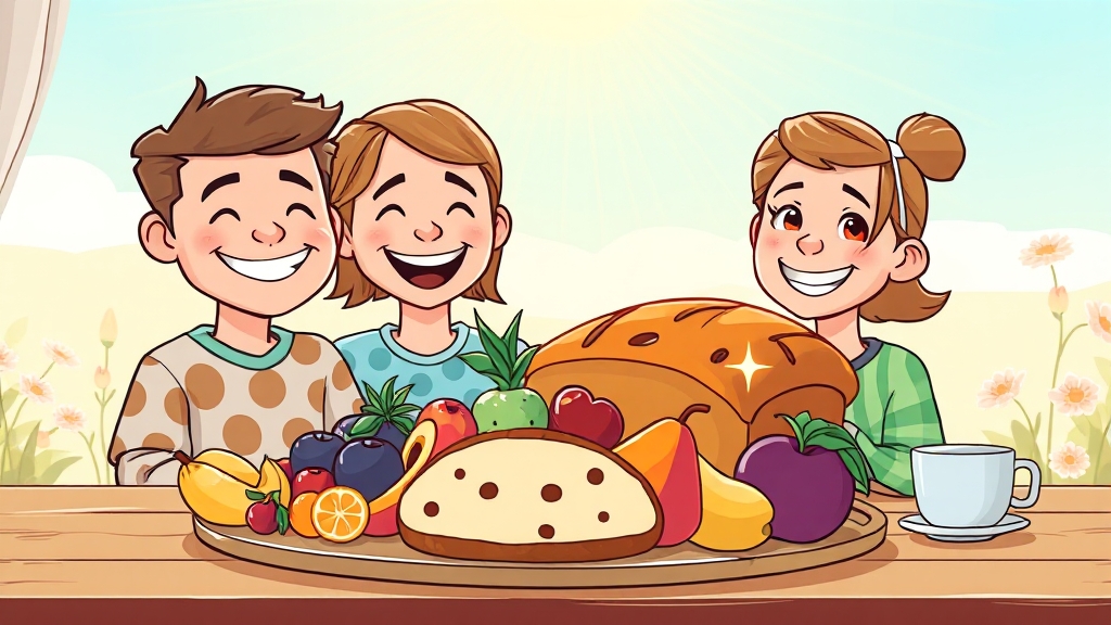 아침 식사가 건강에 미치는 영향 (cartoon 스타일)