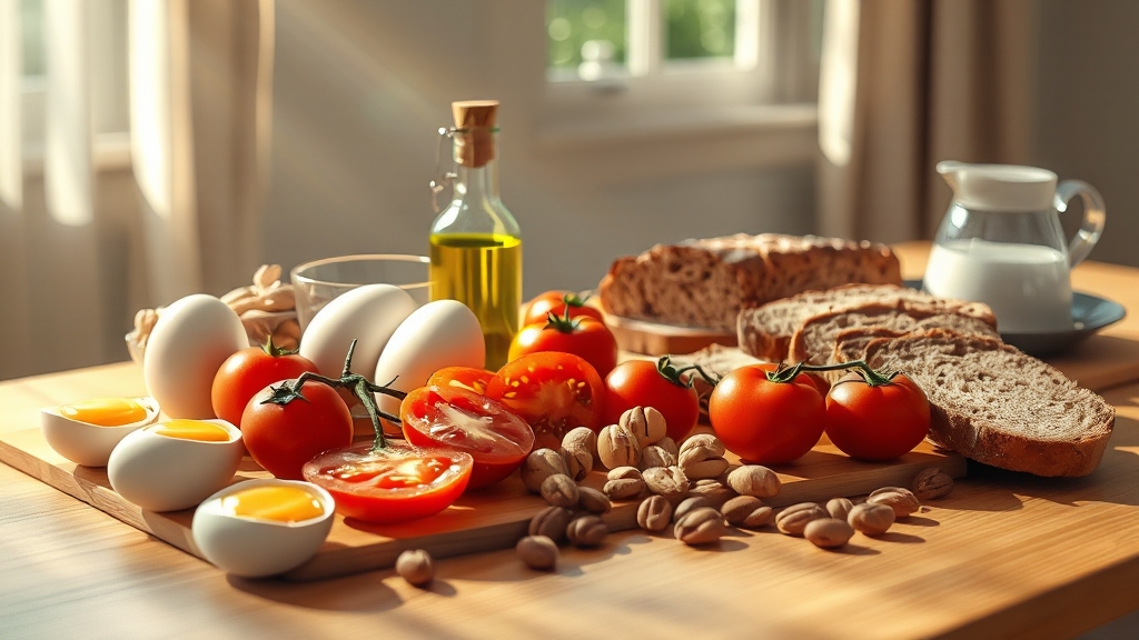 전문가 추천 건강 아침 식사 메뉴 (realistic 스타일)