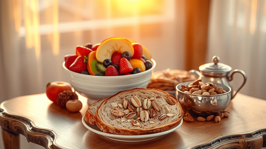 아침 식사 시 주의사항 (realistic 스타일)