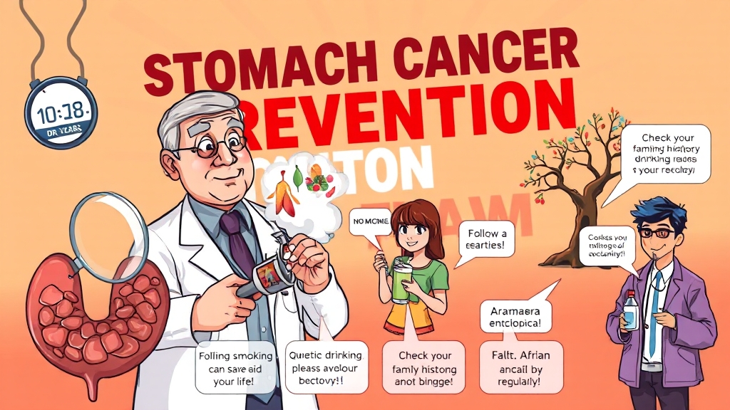 위암 발생 원인과 위험 요인 (cartoon 스타일)