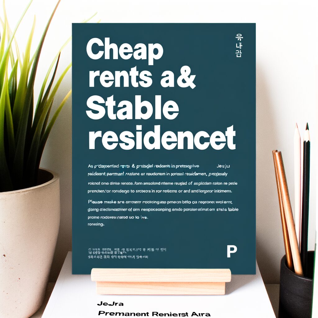 제주 아라 영구임대주택 예비입주자 모집: 저렴한 임대료와 안정적 거주