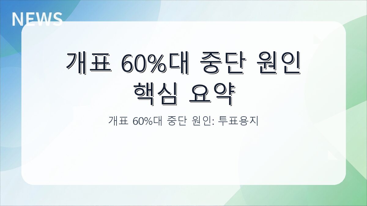 개표 60%대 중단 원인: 투표용지 부족과 투표함 이송 지연의 복합적 영향 카드뉴스 1