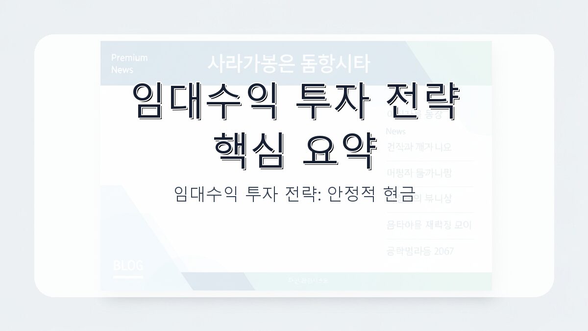 임대수익 투자 전략: 안정적 현금 흐름 창출을 위한 핵심 가이드 카드뉴스 1