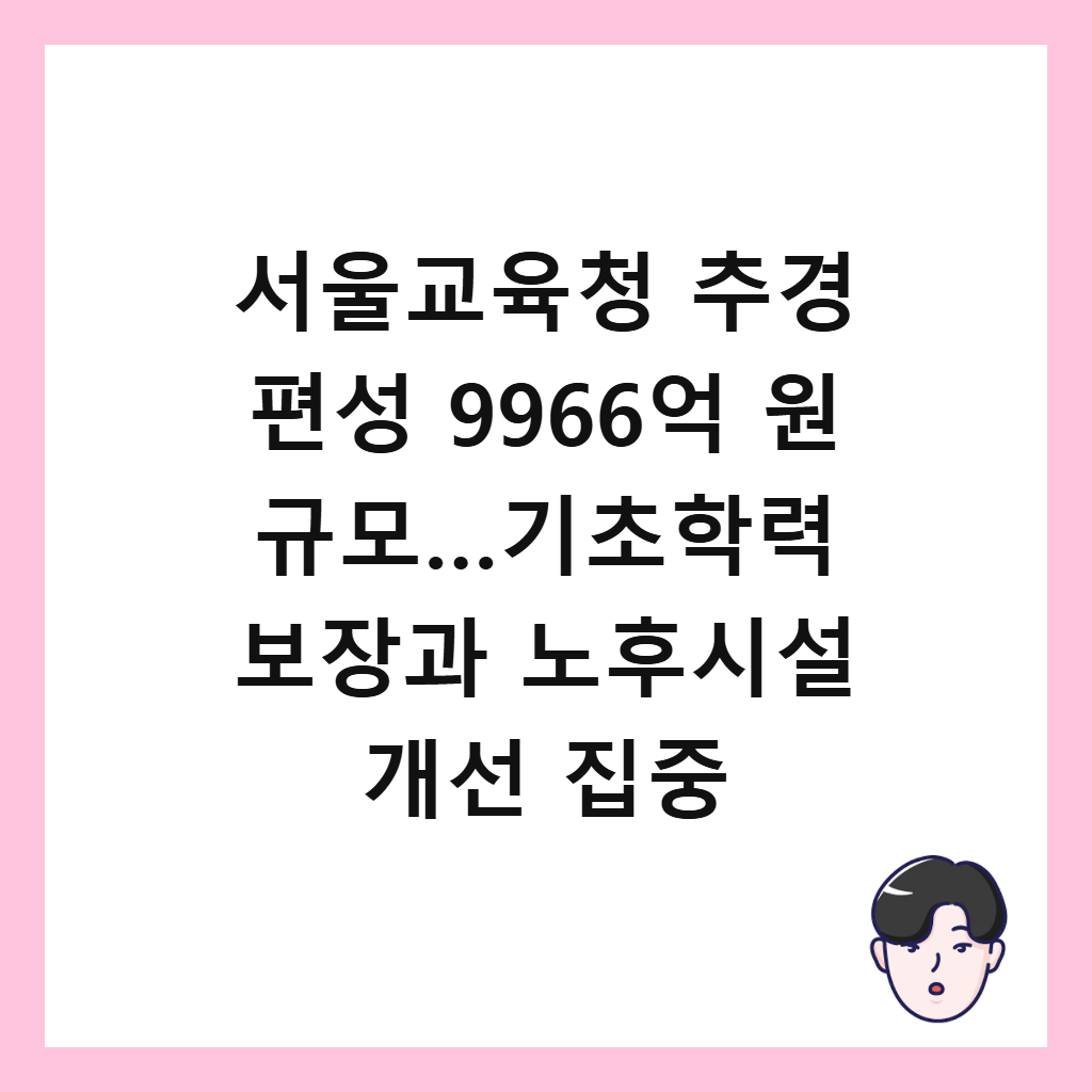 서울교육청 추경 편성의: 서울교육청 추경 편성 9966억 원 규모…기초학력 보장과 노후시설 개선 집중