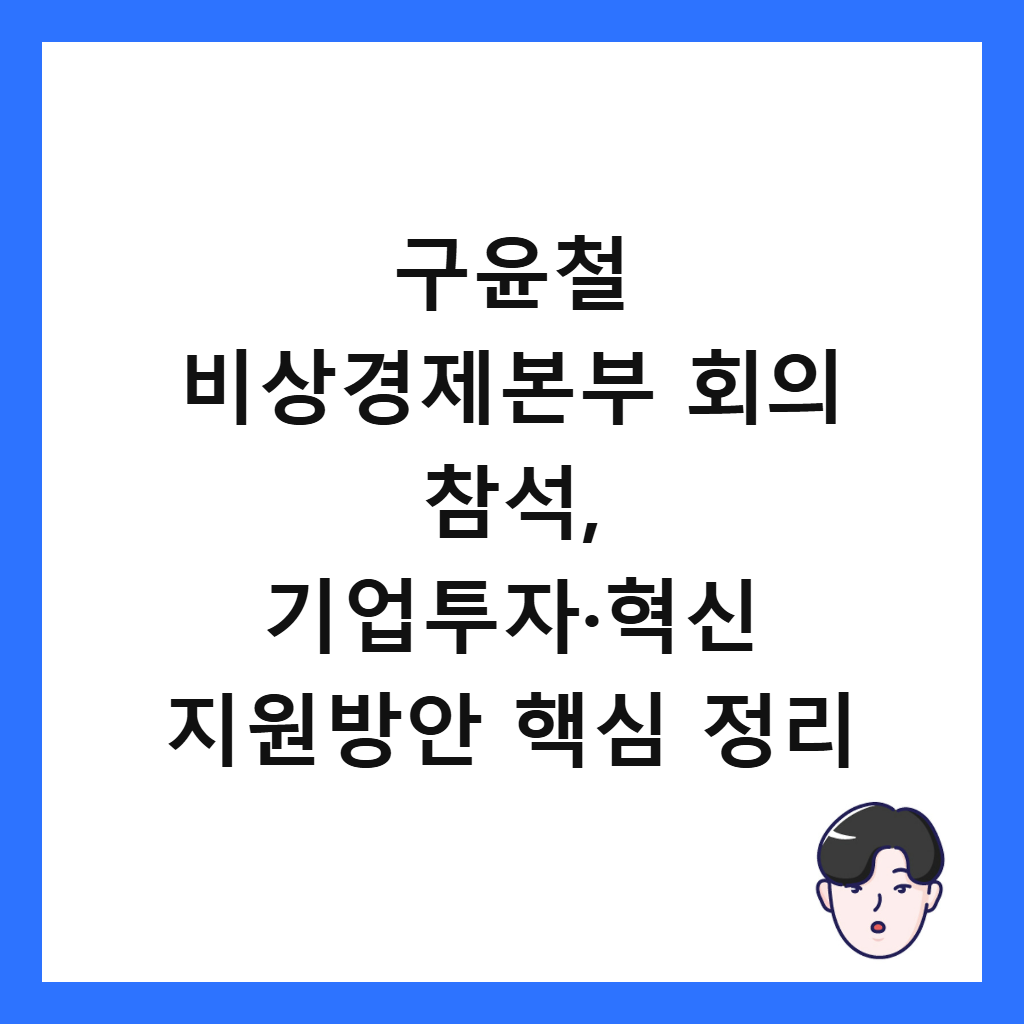 구윤철 비상경제본부 회의 참석, 기업투자·혁신 지원방안 핵심 정리