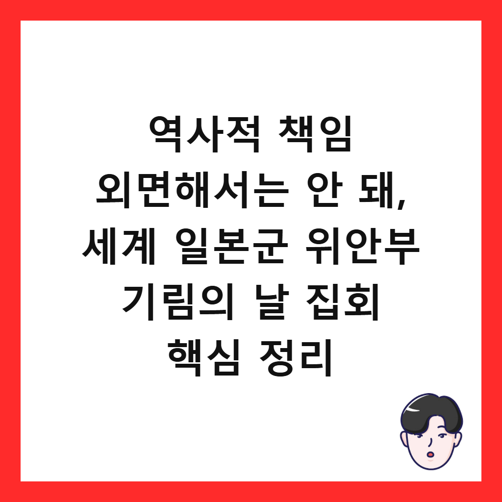 역사적 책임 외면해서는 안 돼 세계 일본군: 역사적 책임 외면해서는 안 돼, 세계 일본군 위안부 기림의 날 집회 핵심 정리