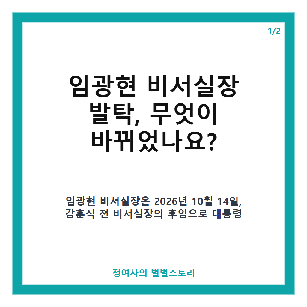 임광현 비서실장 발탁 배경과 국세청장 경력 분석 및 정치권 반응 정리 본문 이미지 1