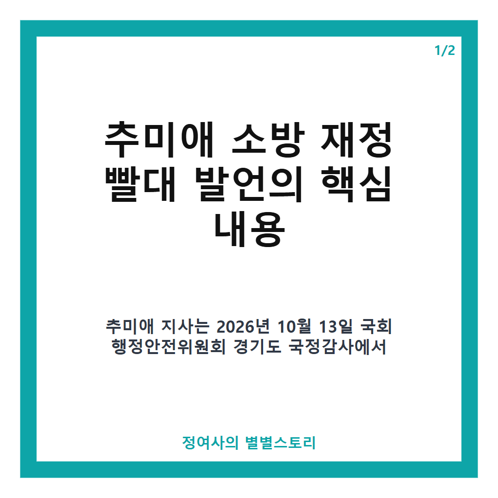 추미애 소방 재정 빨대 발언 논란과 소방노조 사과 요구 현황 분석 본문 이미지 1