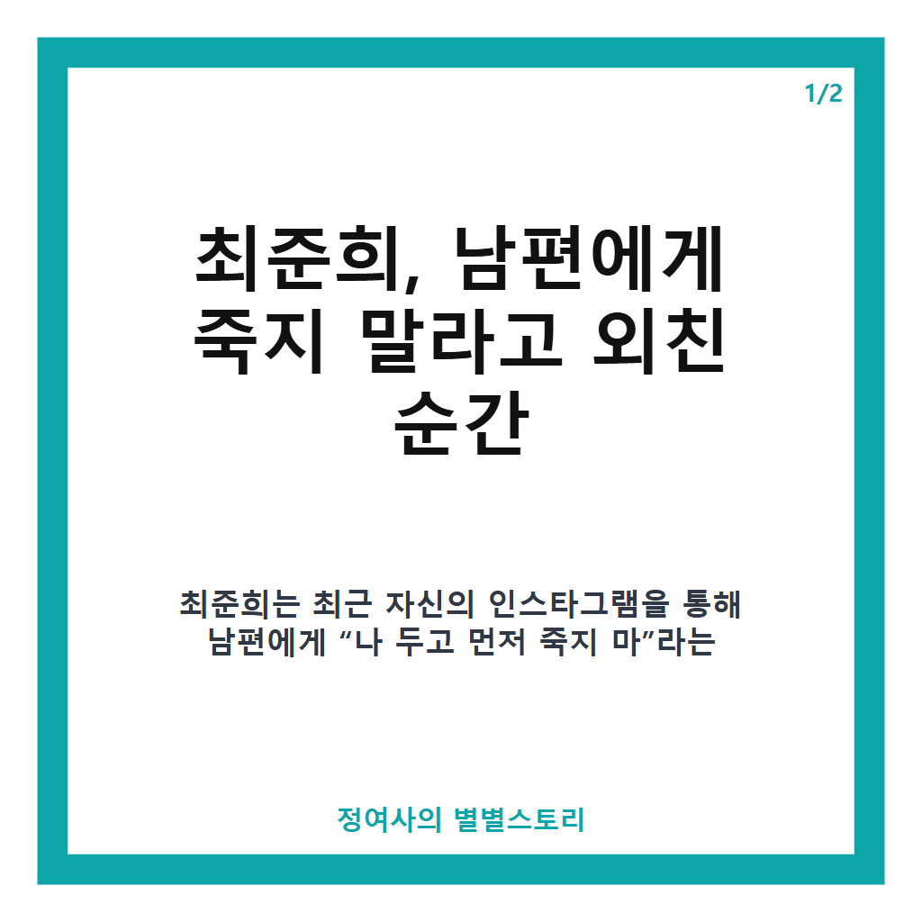 최준희, 남편에 죽지 말라고 외침…故 최진실 딸의 진심 어린 애정 고백 본문 이미지 1