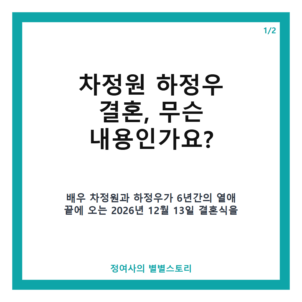 차정원 하정우 결혼 12월 13일 비공개 예식 확정, 6년 열애 끝 결실 본문 이미지 1