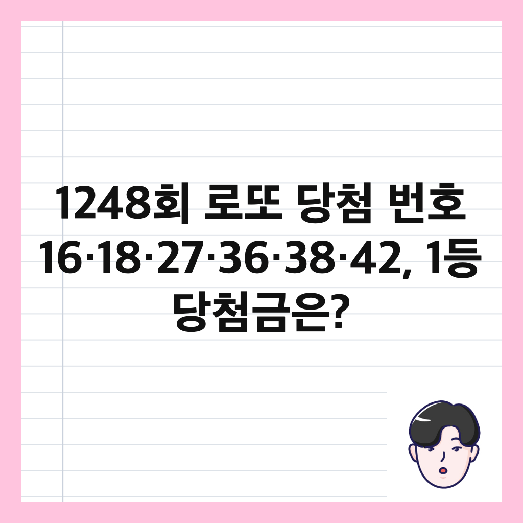 1248회 로또 당첨 번호 16·18·27·36·38·42, 1등 당첨금은?