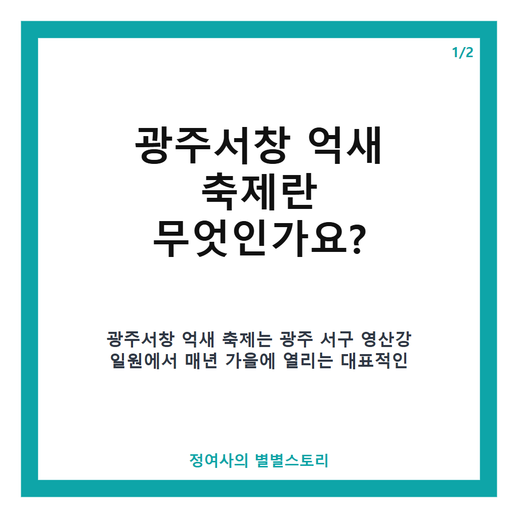 광주서창 억새 축제 2026년 영산강 일원에서 열리는 가을 산책과 체험 프로그램 안내 본문 이미지 1