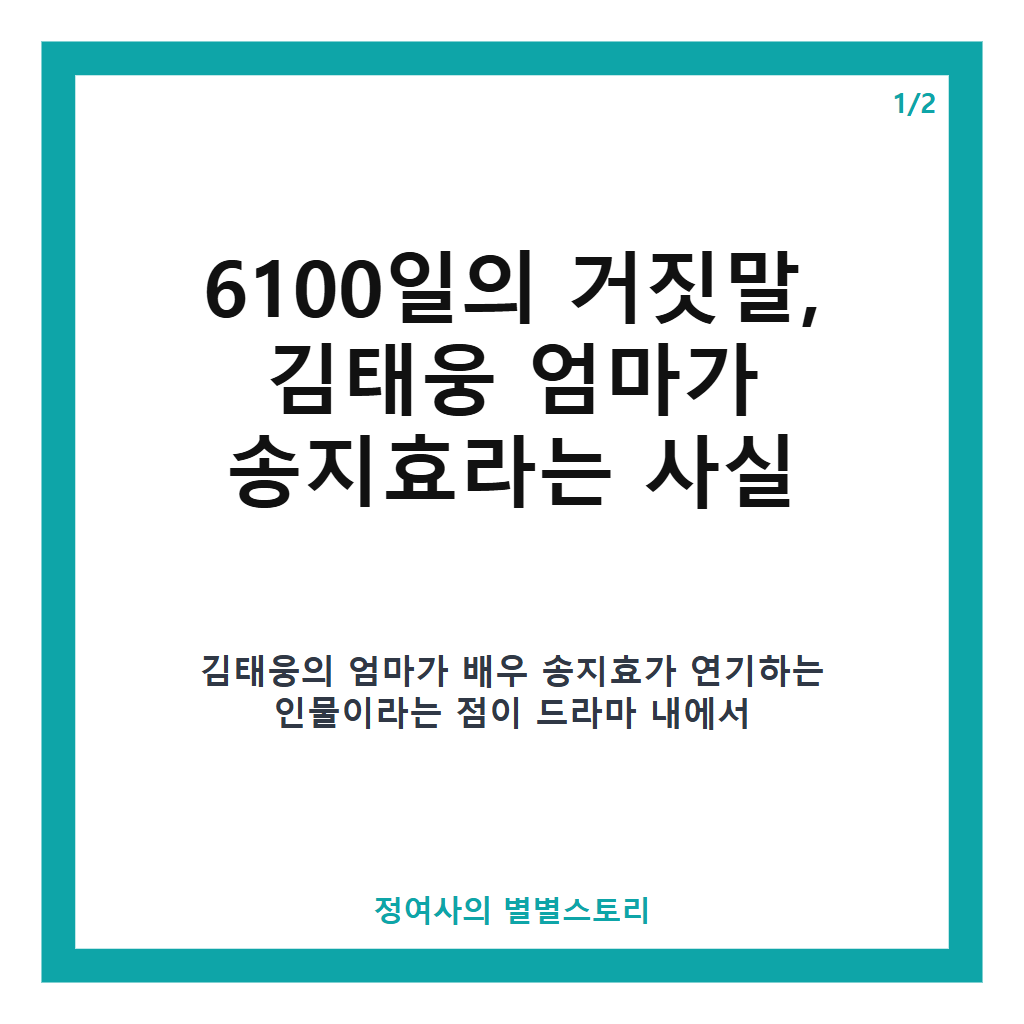 6100일의 거짓말 김태웅 엄마 송지효 맞았다와 신태진 정체 완벽 정리 (토일드라마 최신정보) 본문 이미지 1