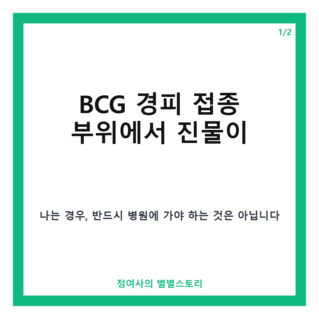 BCG 경피 접종 자리 진물 발생 시 대처법과 주의사항 카드뉴스 1